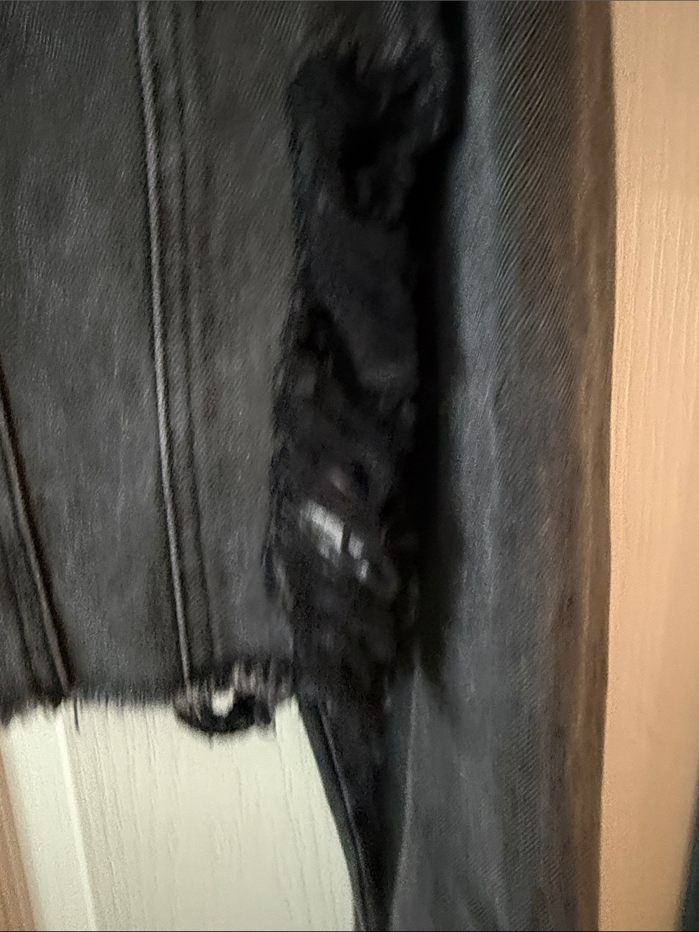 Mono B Black Distressed Cropped Denim Jacket - Picture 3 of 6